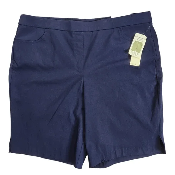 Alfred Dunner Pull-On Shorts Womens Plus Size 22W Solid Navy Blue Allure NWT - Picture 2 of 13